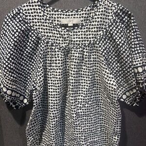 LOFT Monochrome Heart Pattern Blouse